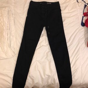 American Eagle black lace up jeggings